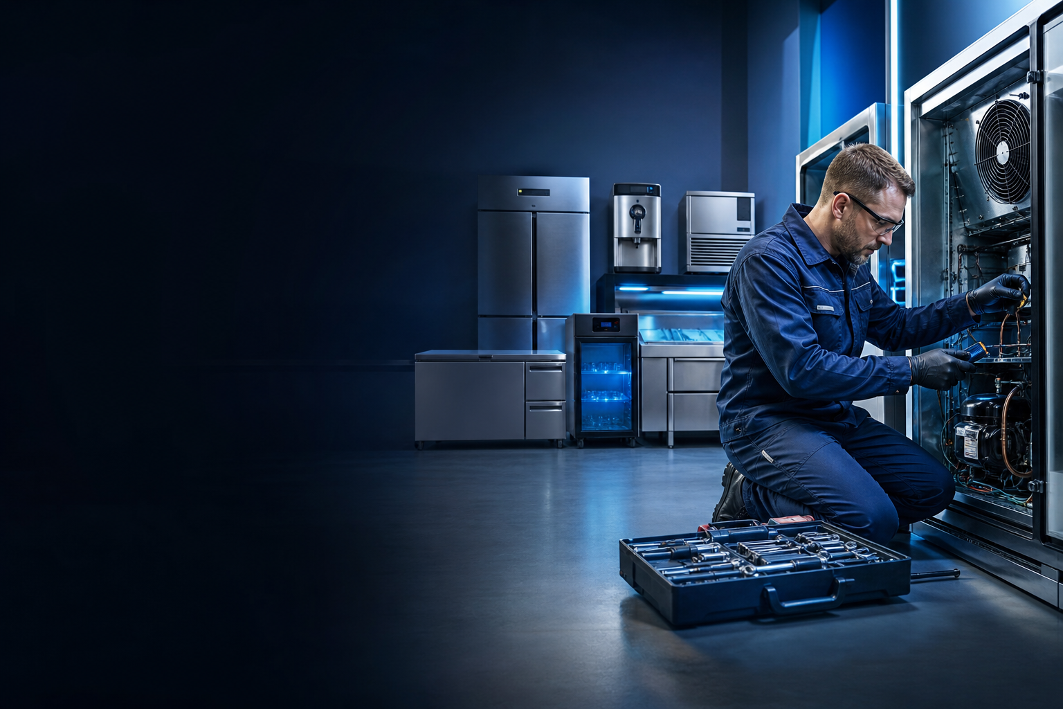 Técnico realizando manutenção em equipamento de refrigeração industrial em Campinas